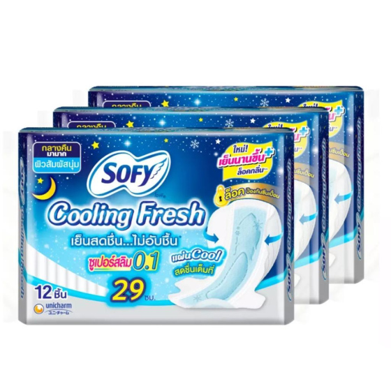 泰國 Sofy 冰涼夜用特長 29 cm 衛生巾12片