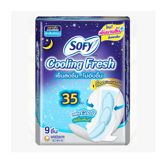 泰國 Sofy Cooling Fresh (夜用) 冰感衛生巾 35 cm 9片 