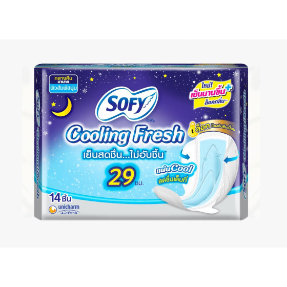 泰國 Sofy Cooling Fresh (夜用)冰感衛生巾 29 cm 14片